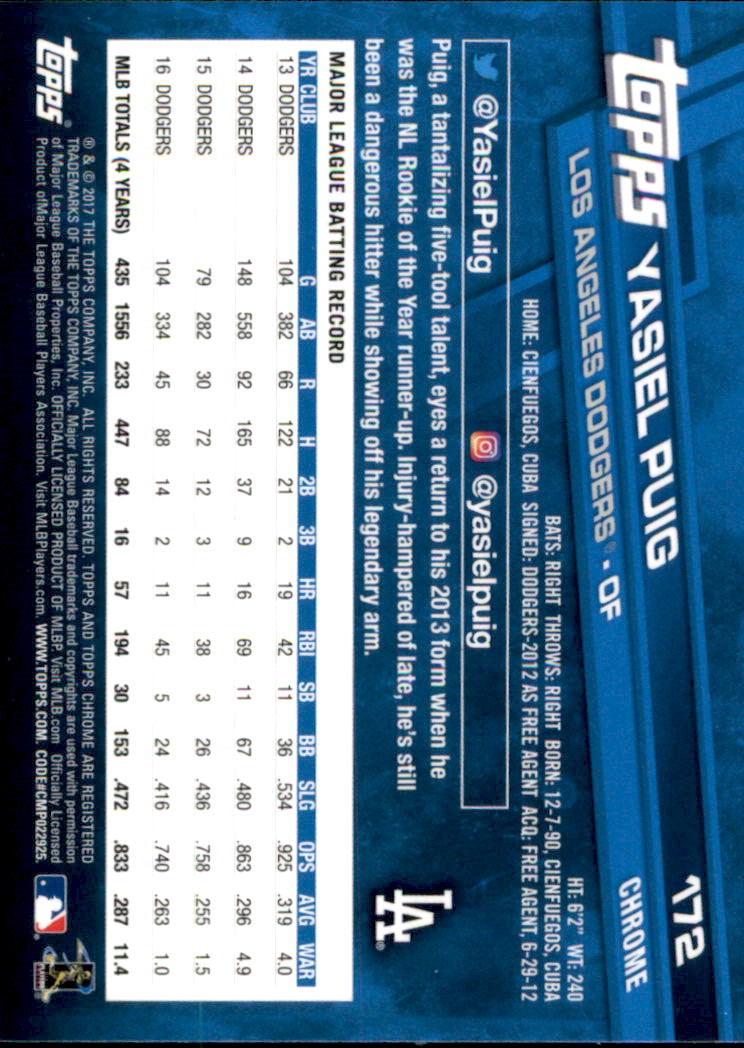 B4700- 2017 Topps Chrome BB Card #s 1-200 +Rookies -You Pick- 15+ FREE US SHIP - Picture 229 of 274