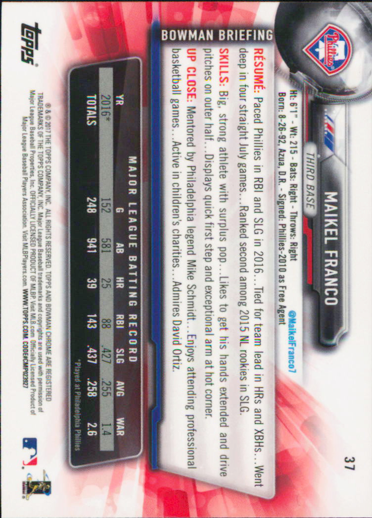 B2998- 2017 Bowman Chrome BB Karten 1-100 + Einsätze -du Pick- 15 + Gratis US - Bild 48 von 114