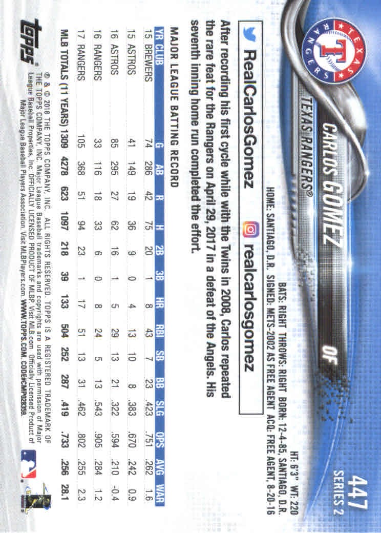 A9572- 2018 Topps Baseball Cards 251-500 +Rookies -You Pick- 15+ FREE US SHIP - Picture 274 of 374