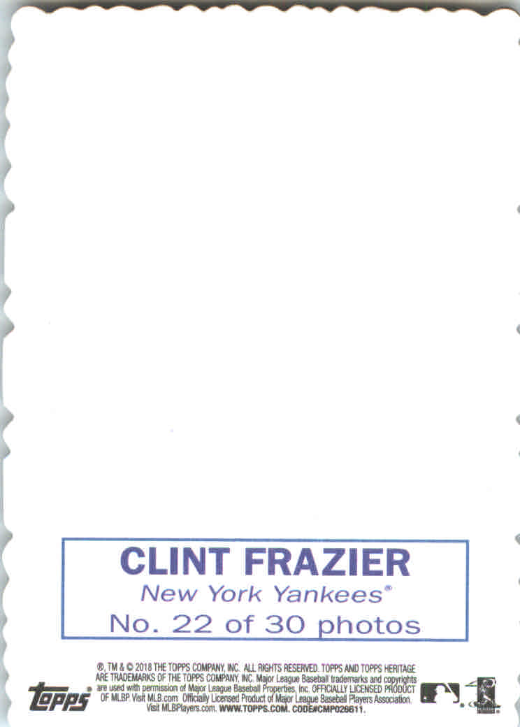 2018 Topps Heritage '69 Topps Deckle Edge #22 Clint Frazier back image