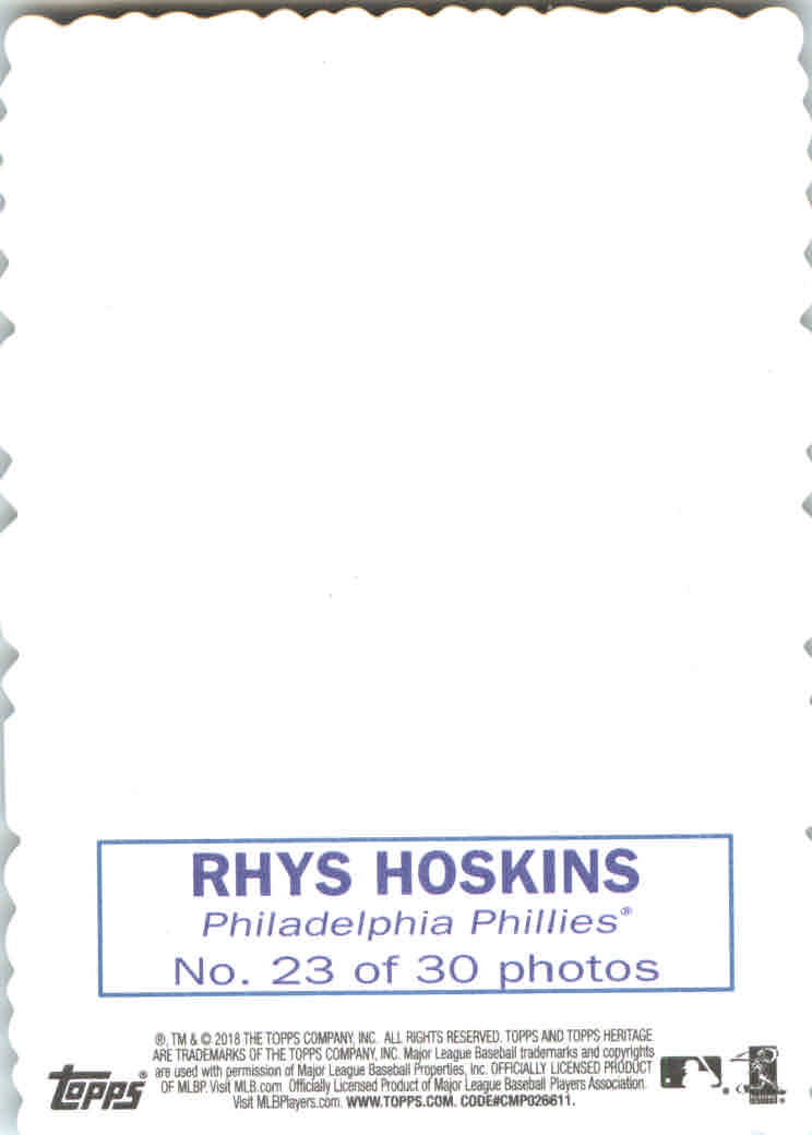2018 Topps Heritage '69 Topps Deckle Edge #23 Rhys Hoskins back image