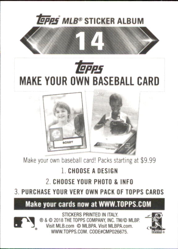 B1374- 2018 Topps Sticker Baseball Karten 1-215 -du Pick- 15 + Gratis US Schiff - Bild 25 von 312