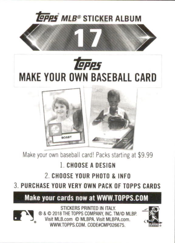 B1374- 2018 Topps Sticker Baseball Karten 1-215 -du Pick- 15 + Gratis US Schiff - Bild 31 von 312