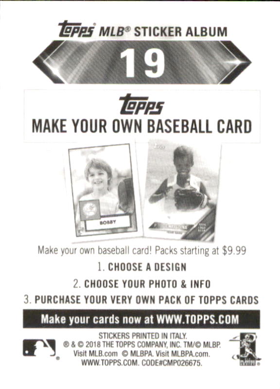 B1374- 2018 Topps Sticker Baseball Karten 1-215 -du Pick- 15 + Gratis US Schiff - Bild 35 von 312