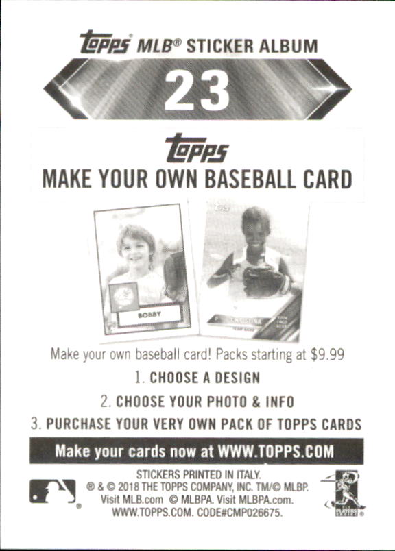 B1374- 2018 Topps Sticker Baseball Karten 1-215 -du Pick- 15 + Gratis US Schiff - Bild 43 von 312