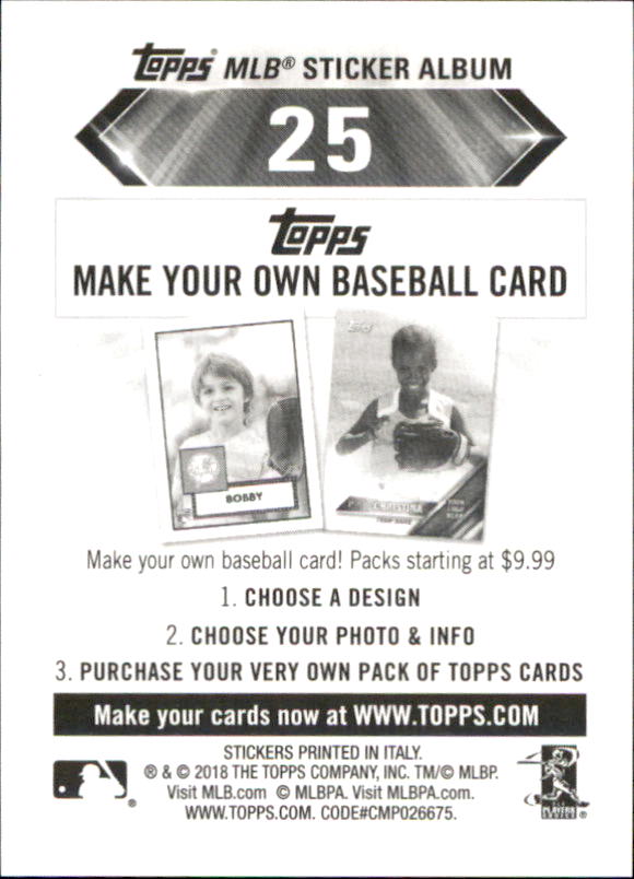 B1374- 2018 Topps Sticker Baseball Karten 1-215 -du Pick- 15 + Gratis US Schiff - Bild 47 von 312