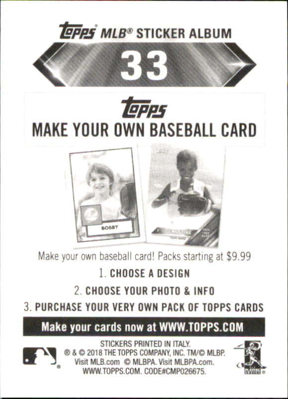 B1374- 2018 Topps Sticker Baseball Karten 1-215 -du Pick- 15 + Gratis US Schiff - Bild 63 von 312