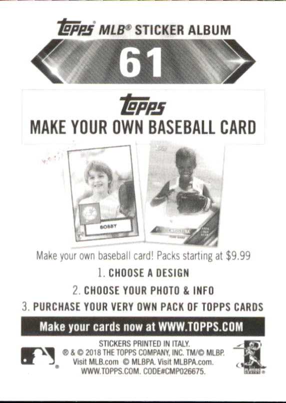 B1374- 2018 Topps Sticker Baseball Karten 1-215 -du Pick- 15 + Gratis US Schiff - Bild 114 von 312