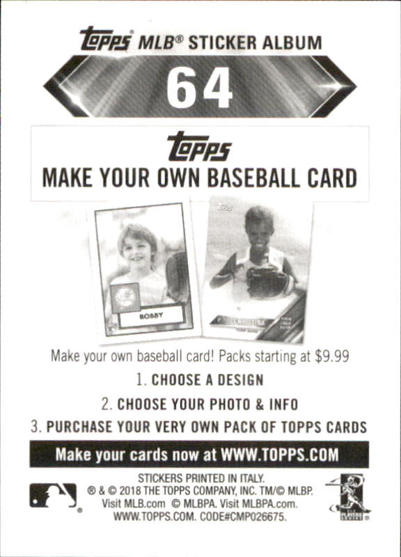 B1374- 2018 Topps Sticker Baseball Karten 1-215 -du Pick- 15 + Gratis US Schiff - Bild 120 von 312