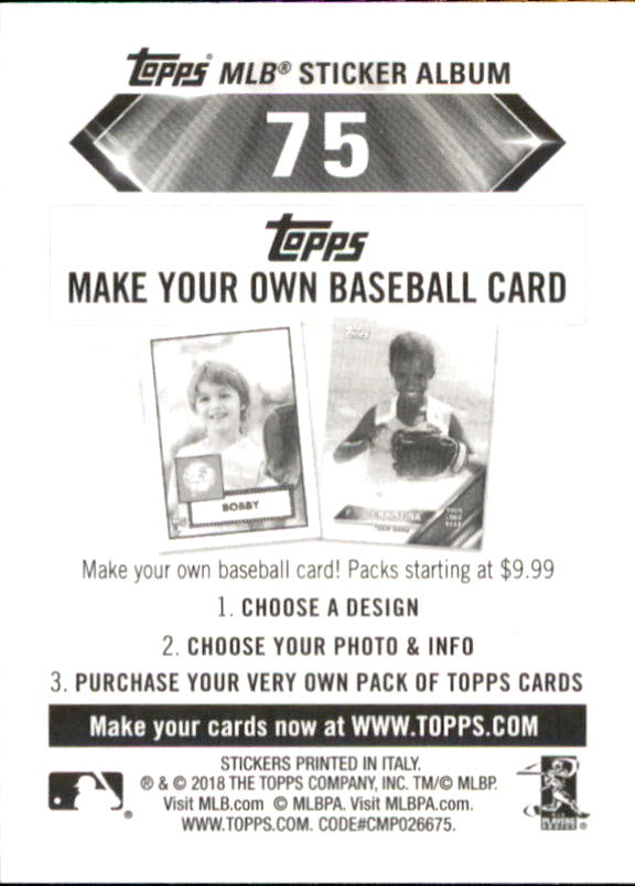 B1374- 2018 Topps Sticker Baseball Karten 1-215 -du Pick- 15 + Gratis US Schiff - Bild 142 von 312