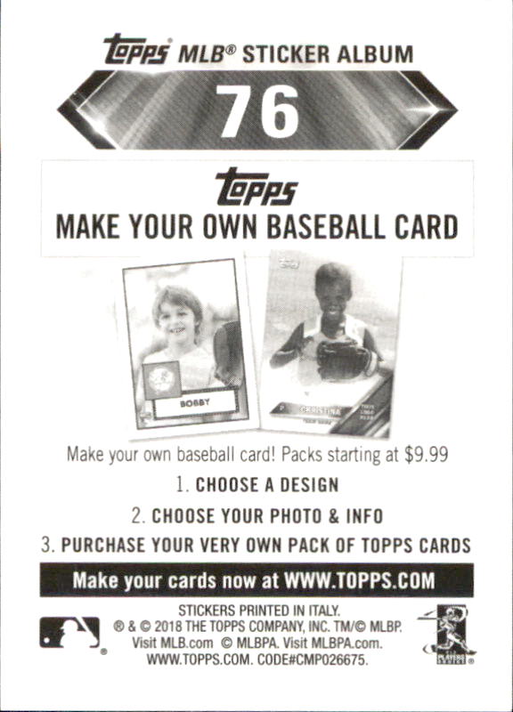 B1374- 2018 Topps Sticker Baseball Karten 1-215 -du Pick- 15 + Gratis US Schiff - Bild 144 von 312
