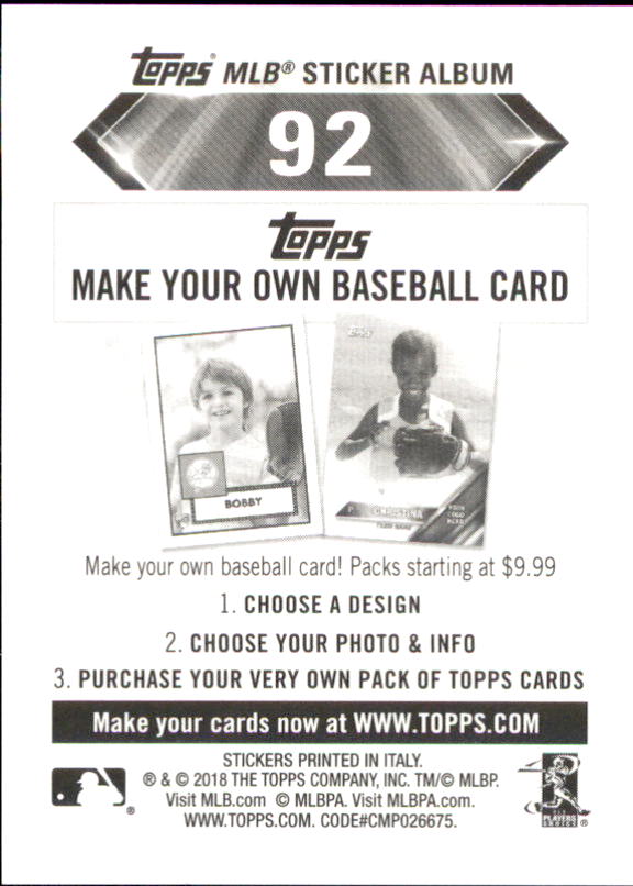 B1374- 2018 Topps Sticker Baseball Karten 1-215 -du Pick- 15 + Gratis US Schiff - Bild 176 von 312