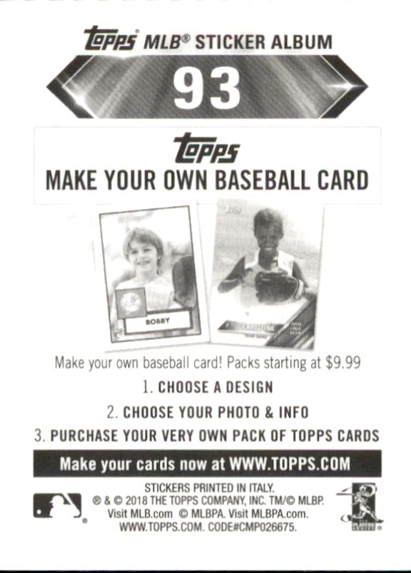 B1374- 2018 Topps Sticker Baseball Karten 1-215 -du Pick- 15 + Gratis US Schiff - Bild 178 von 312