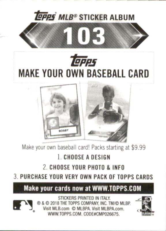 B1374- 2018 Topps Sticker Baseball Karten 1-215 -du Pick- 15 + Gratis US Schiff - Bild 198 von 312