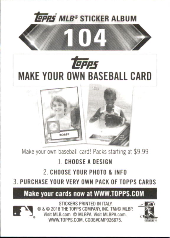 B1374- 2018 Topps Sticker Baseball Karten 1-215 -du Pick- 15 + Gratis US Schiff - Bild 200 von 312