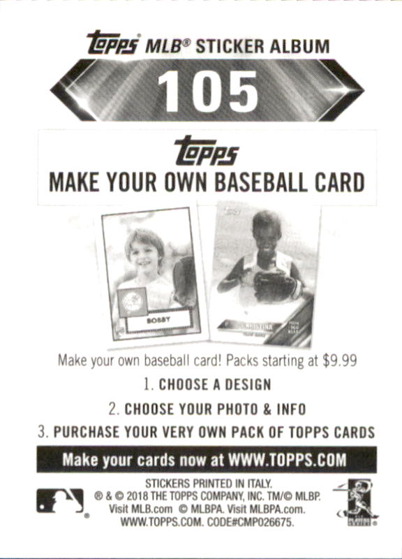 B1374- 2018 Topps Sticker Baseball Karten 1-215 -du Pick- 15 + Gratis US Schiff - Bild 202 von 312