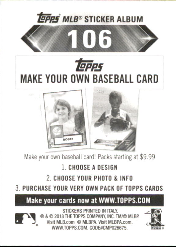 B1374- 2018 Topps Sticker Baseball Karten 1-215 -du Pick- 15 + Gratis US Schiff - Bild 204 von 312