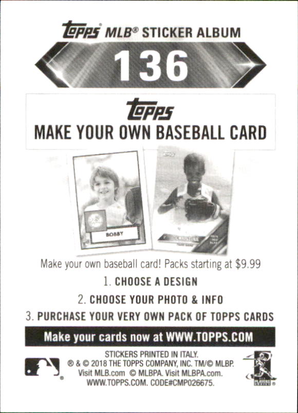 B1374- 2018 Topps Sticker Baseball Karten 1-215 -du Pick- 15 + Gratis US Schiff - Bild 262 von 312