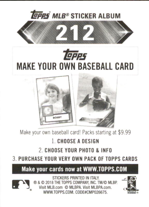 B1374- 2018 Topps Sticker Baseball Karten 1-215 -du Pick- 15 + Gratis US Schiff - Bild 306 von 312