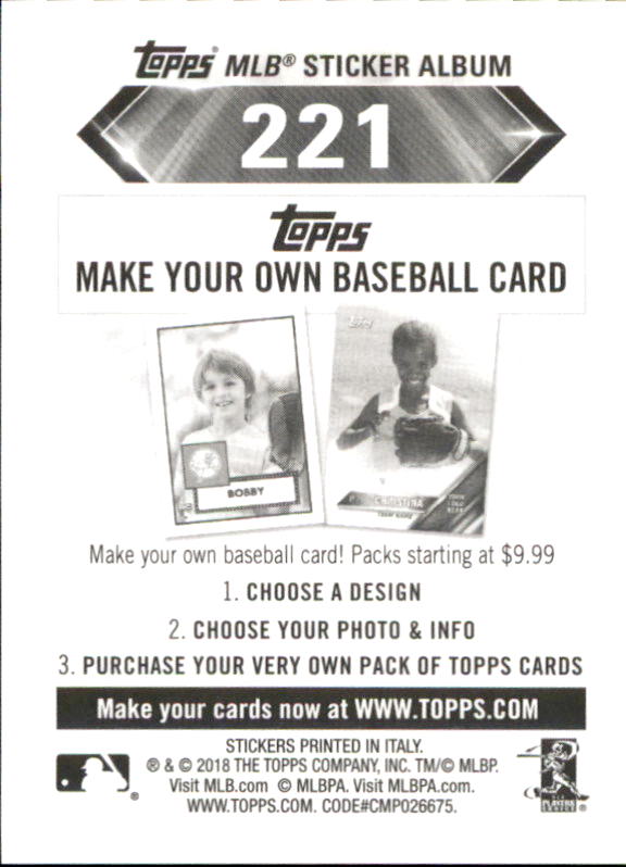 B1374- 2018 Topps Stickers Baseball Cards 216-301 -You Pick- 15+ FREE US SHIP - Picture 13 of 141
