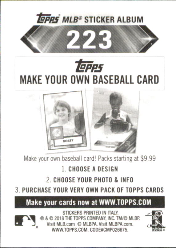 B1374- 2018 Topps Stickers Baseball Cards 216-301 -You Pick- 15+ FREE US SHIP - Picture 17 of 141