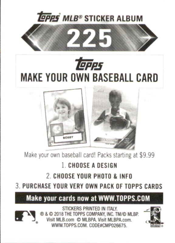 B1374- 2018 Topps Stickers Baseball Cards 216-301 -You Pick- 15+ FREE US SHIP - Picture 21 of 141