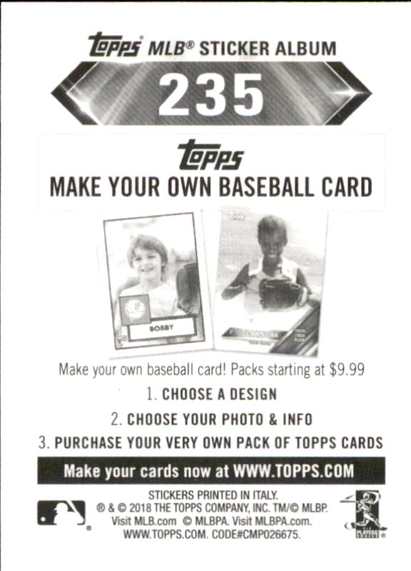 B1374- 2018 Topps Stickers Baseball Cards 216-301 -You Pick- 15+ FREE US SHIP - Picture 41 of 141
