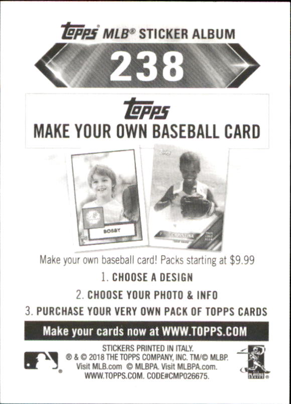 B1374- 2018 Topps Stickers Baseball Cards 216-301 -You Pick- 15+ FREE US SHIP - Picture 47 of 141