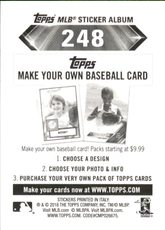 B1374- 2018 Topps Stickers Baseball Cards 216-301 -You Pick- 15+ FREE US SHIP - Picture 65 of 141
