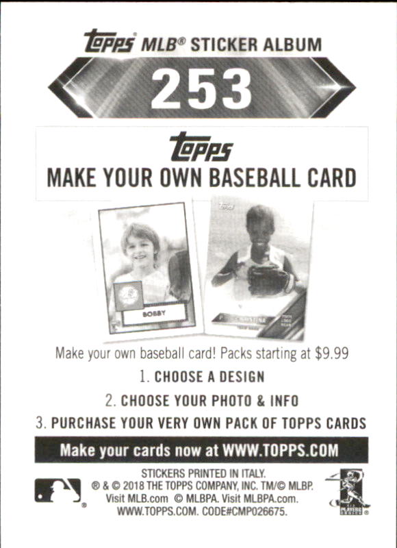 B1374- 2018 Topps Stickers Baseball Cards 216-301 -You Pick- 15+ FREE US SHIP - Picture 73 of 141