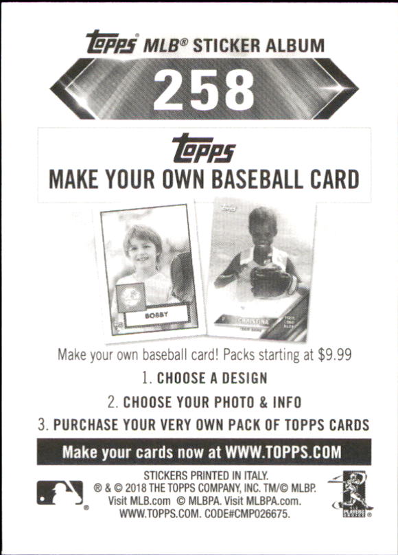 B1374- 2018 Topps Stickers Baseball Cards 216-301 -You Pick- 15+ FREE US SHIP - Picture 83 of 141