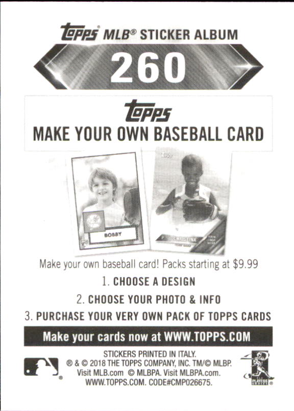B1374- 2018 Topps Stickers Baseball Cards 216-301 -You Pick- 15+ FREE US SHIP - Picture 87 of 141