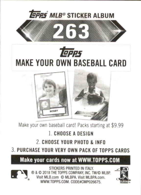 B1374- 2018 Topps Stickers Baseball Cards 216-301 -You Pick- 15+ FREE US SHIP - Picture 93 of 141