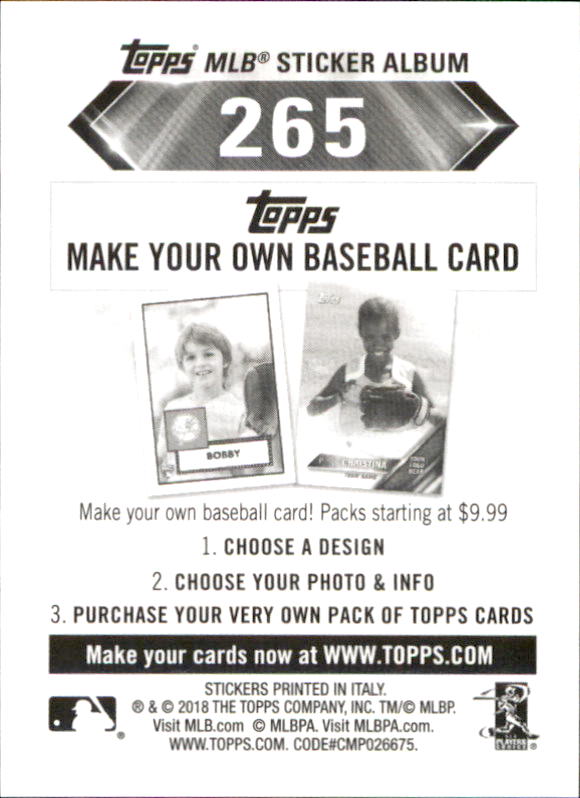 B1374- 2018 Topps Stickers Baseball Cards 216-301 -You Pick- 15+ FREE US SHIP - Picture 97 of 141