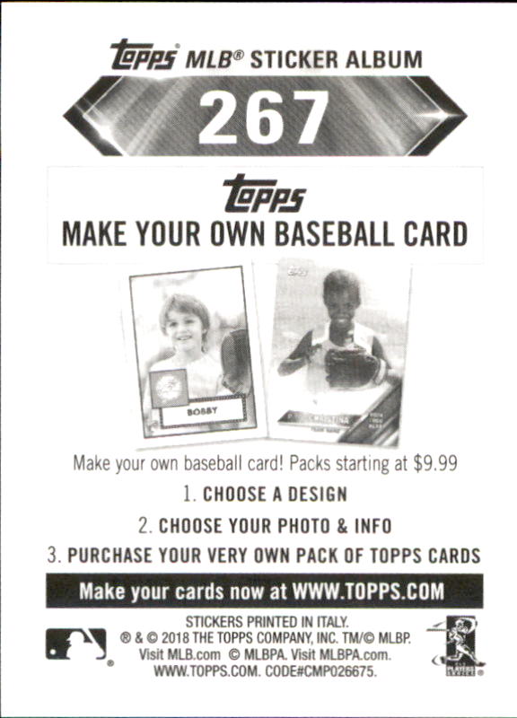 B1374- 2018 Topps Stickers Baseball Cards 216-301 -You Pick- 15+ FREE US SHIP - Picture 101 of 141
