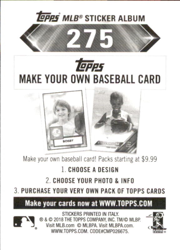 B1374- 2018 Topps Stickers Baseball Cards 216-301 -You Pick- 15+ FREE US SHIP - Picture 115 of 141