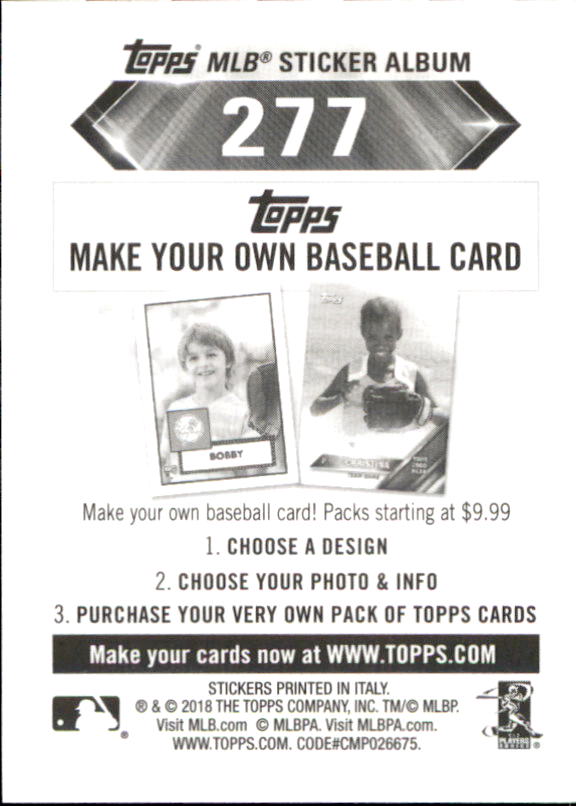B1374- 2018 Topps Stickers Baseball Cards 216-301 -You Pick- 15+ FREE US SHIP - Picture 119 of 141