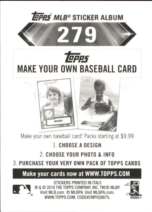 B1374- 2018 Topps Stickers Baseball Cards 216-301 -You Pick- 15+ FREE US SHIP - Picture 123 of 141