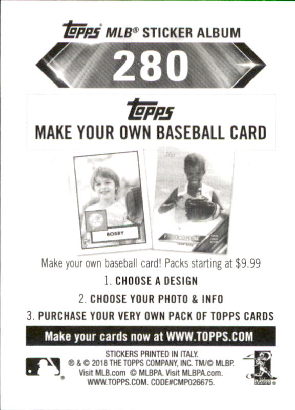 B1374- 2018 Topps Stickers Baseball Cards 216-301 -You Pick- 15+ FREE US SHIP - Picture 125 of 141