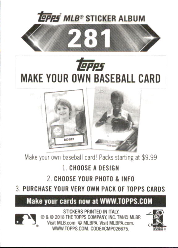 B1374- 2018 Topps Stickers Baseball Cards 216-301 -You Pick- 15+ FREE US SHIP - Picture 127 of 141