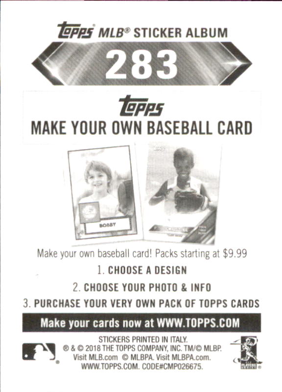 B1374- 2018 Topps Stickers Baseball Cards 216-301 -You Pick- 15+ FREE US SHIP - Picture 131 of 141