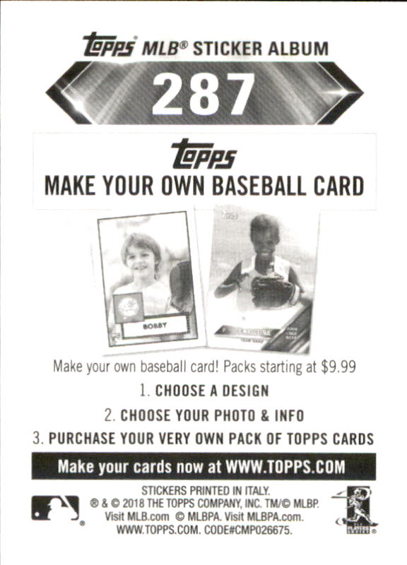 B1374- 2018 Topps Stickers Baseball Cards 216-301 -You Pick- 15+ FREE US SHIP - Picture 139 of 141