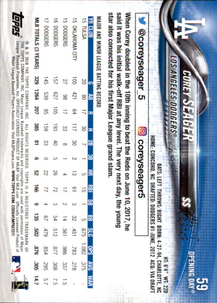 A2733- 2018 Topps Opening Day BB #s 1-200 +Inserts -You Pick- 15+ FREE US SHIP - Picture 109 of 389