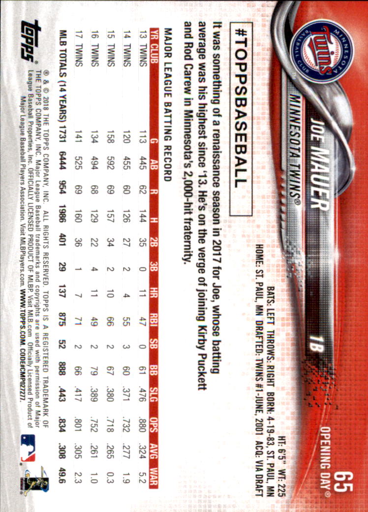 A2733- 2018 Topps Opening Day BB #s 1-200 +Inserts -You Pick- 15+ FREE US SHIP - Picture 119 of 389