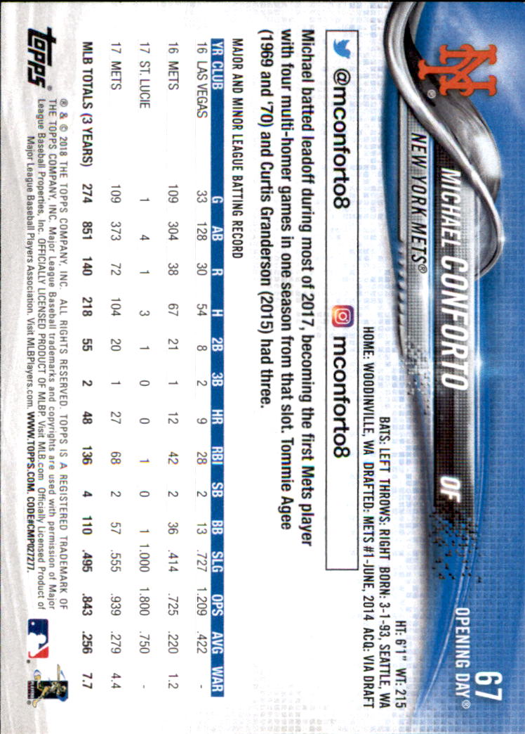 A2733- 2018 Topps Opening Day BB #s 1-200 +Inserts -You Pick- 15+ FREE US SHIP - Picture 123 of 389