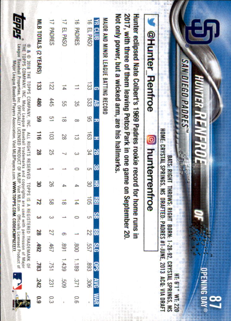 A2733- 2018 Topps Opening Day BB #s 1-200 +Inserts -You Pick- 15+ FREE US SHIP - Picture 161 of 389
