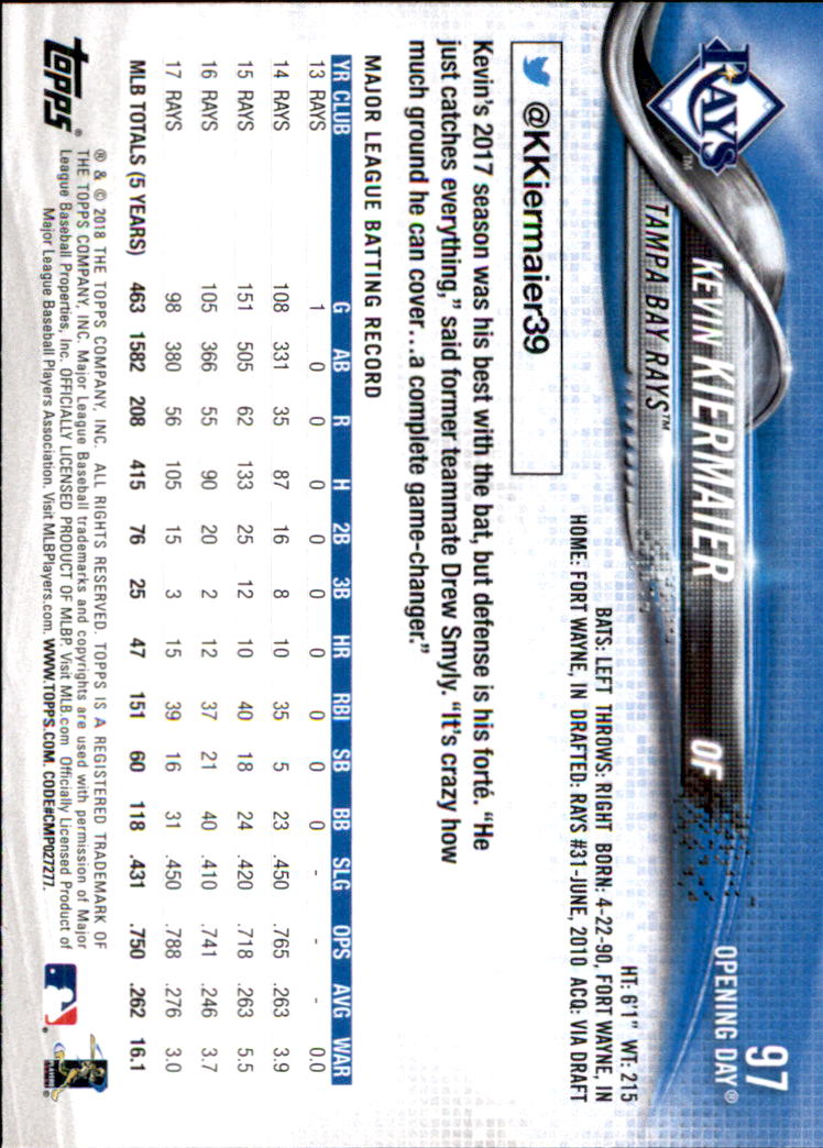 A2733- 2018 Topps Opening Day BB #s 1-200 +Inserts -You Pick- 15+ FREE US SHIP - Picture 181 of 389