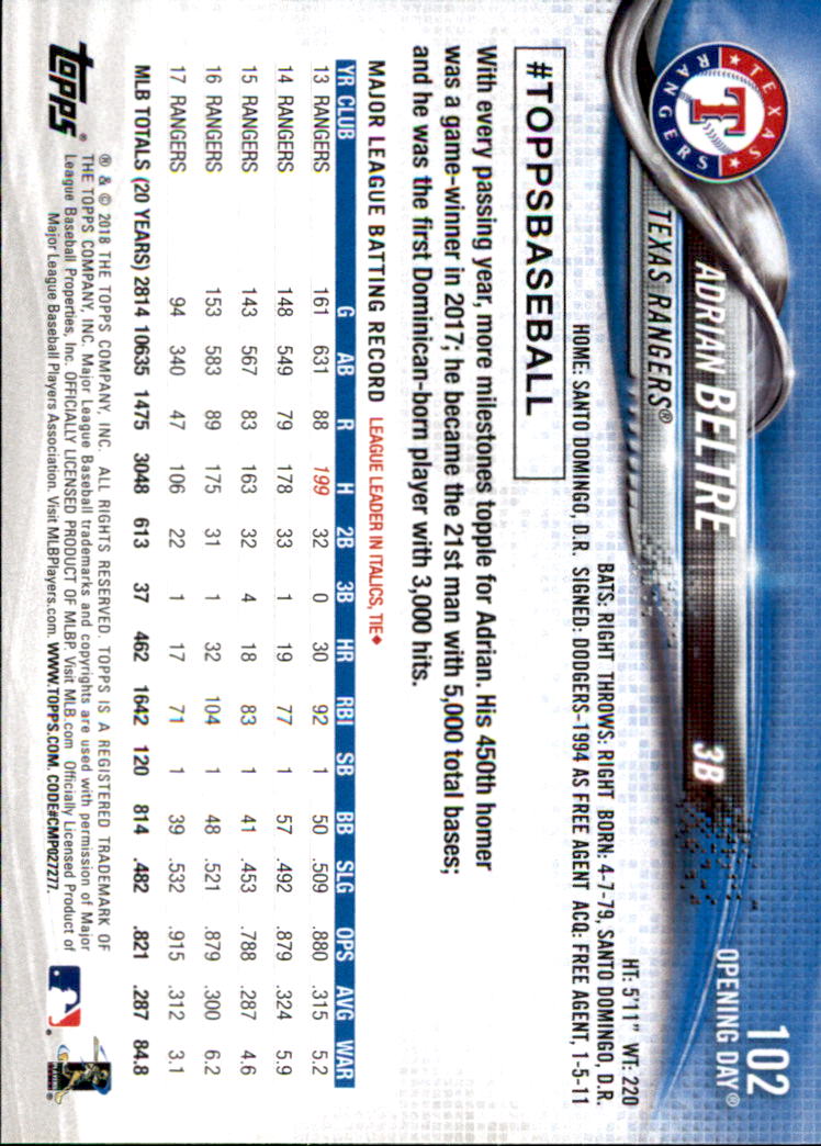 A2733- 2018 Topps Opening Day BB #s 1-200 +Inserts -You Pick- 15+ FREE US SHIP - Picture 191 of 389
