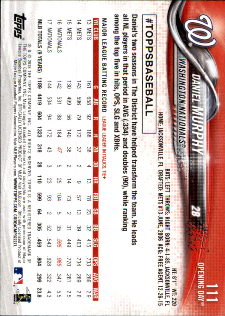 A2733- 2018 Topps Opening Day BB #s 1-200 +Inserts -You Pick- 15+ FREE US SHIP - Picture 205 of 389