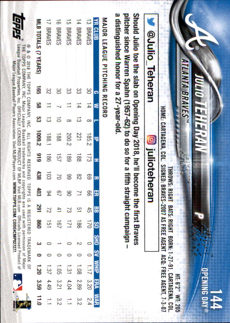A2733- 2018 Topps Opening Day BB #s 1-200 +Inserts -You Pick- 15+ FREE US SHIP - Picture 257 of 389
